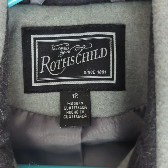 ✨ Rothschild Girls' Gray Princess Coat - Size 12 ✨ - Picture 3 of 3